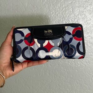 Coach Madison Op Art Sateen Zip Around Wallet Y2K